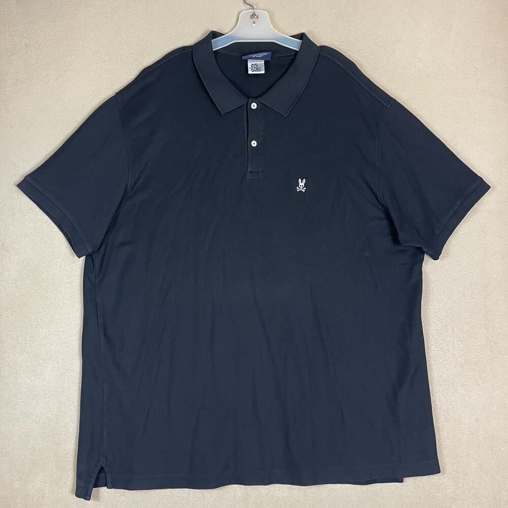 Psycho Bunny Polo Shirt Mens XL Black Pique Knit‎ Embroidered Regular Fit SS